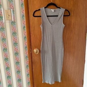 BelleSky Grey Ribbed Bodycon Dress